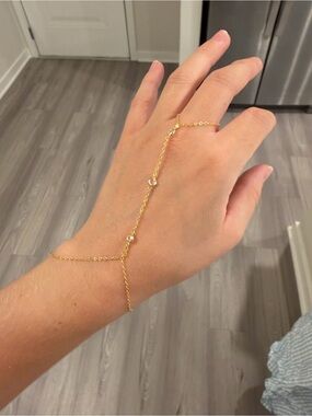 Evry Jewels Gold Hand Chain Bracelet with Crystal Accents